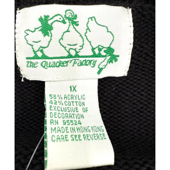 NWT Quacker Factory Apple Cottagecore Sweater Knit Pullover Black 1X Novelty - Picture 9 of 12
